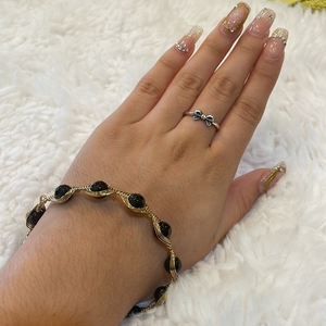 HANDMADE BLACK GOLD  SWIRL Bracelet‎ W/Box